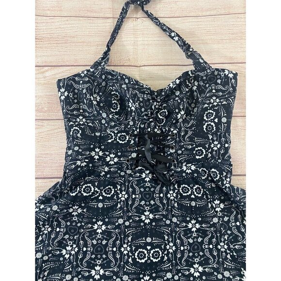 Book Of Life Women's Halter Black Skull Printed Rockabilly Dress - Large - Picture 3 of 13